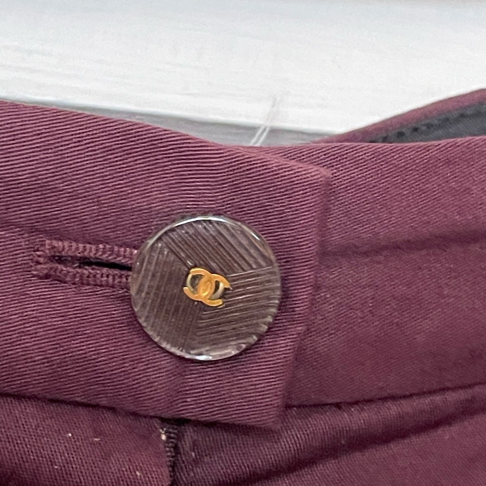 CHANEL Deep Burgundy Trousers with Logo Button - Picture 3 of 7